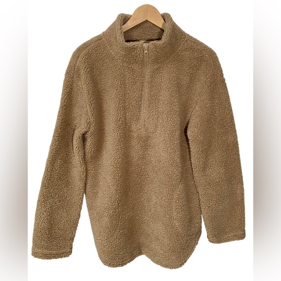 Koolaburra by UGG Pullover Size Small Sherpa Fleece Brushed Back Tan Quarter Zip - Picture 1 of 12